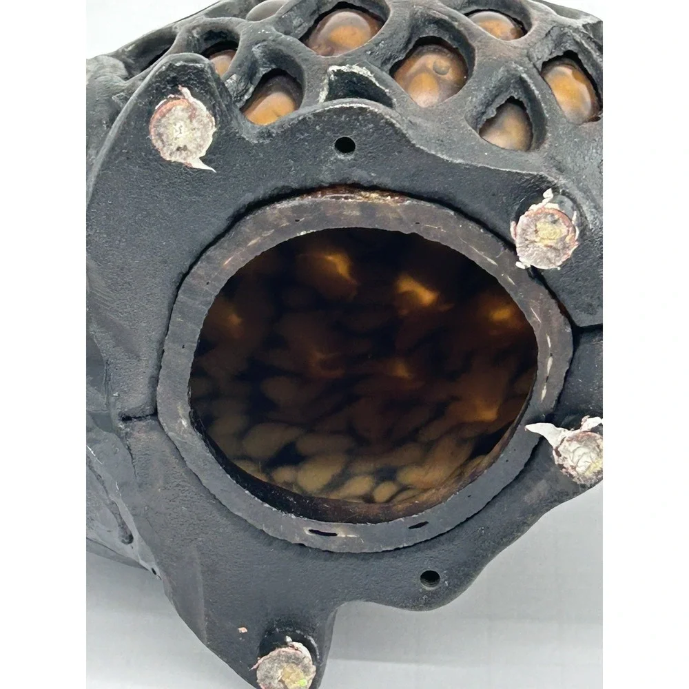 Vintage Heavy Cast Iron Koi Fish Goldfish Japanese Garden Candle Lantern